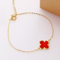 ราคา สร้อยข้อมือโคลเวอร์สี่แฉกเงินแท้ชุบทอง14K (16532862606)