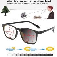 ราคา Without Screws Fashion Lightweight TR90 Rectangle Photochromic Gray Progressive Multi focal Reading Glasses 0 75 To 4 (18413720917)