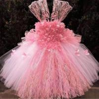 ราคา ZZOOI Girls Pink Petals Fairy Tutu Dress Kids Tulle Dress Ball Gown with Lace Strap Bow Children Wedding Party Costume Flower Dresses (18135186057)