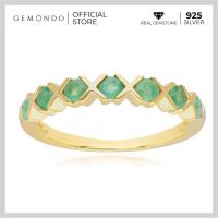 ราคา Gemondo แหวนเงินแท้ 925 Sterling Silver ชุบทอง ประดับมรกต Emerald ดีไซน์แหวนกากบาท แหวนพลอยผู้หญิง (16344125445)