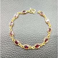 ราคา สร้อยข้อมือสังวาลย์หุ้มขอบหนาสวสีแดงโกเมน งานเคลือบพิเศษเกรด A ยาว 16 20 ซม N1731A (14767835376)