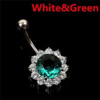 ราคา FG Stainless Steel Bar Belly Navel Ring Crystal Flower Body Piercing Women Jewelry (10422863080)