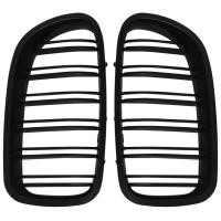 ราคา 1 Pair Double Slat Line Front Bumper Grill Hood Kidney Grille Grill for 2010 2017 BMW 5 Series F10 F11 F18 M5 Matte Black (20043771055)