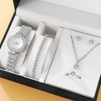 ราคา 6PCS Set Luxury Watch Women Ring Necklace Earring Rhinestone Fashion Wristwatch Casual Ladies Watches Bracelet Set Clock (20009040480)