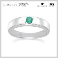ราคา Gemondo แหวนเงินแท้ 925 Sterling Silver ชุบโรเดียม ประดับมรกต Emerald ขนาด 3 5 มม ทรงปลอกมีดขอบพ่นทราย (19820125319)