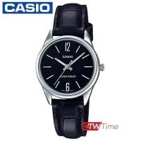 ราคา Casio นาฬิกาข้อมือผู้หญิง สายหนัง รุ่น LTP V005L 1BUDF หน้าดำ (219153153)