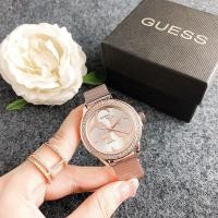 ราคา นาฬิกาข้อมือนาฬิกาข้อมือสตรีสแตนเลสสุดหรูระดับพรีเมียมลายเพชรโมซานสายเหล็กสีดำสีชมพู (19682626204)