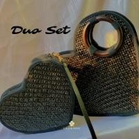 ราคา กระเป๋าสานกระจูด ทรงหัวใจ Duo Set พร้อมส่งความเก๋ (11757323645)