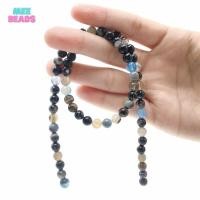 ราคา หินบลูอายส์อาเกต หินโมรา หินแท้ สีธรรมชาติ ขนาด 6 มิล เส้นยาว แถมฟรี ลวดตัวนำ ไหมร้อยหิน Blue Eyes Agate (12833381660)