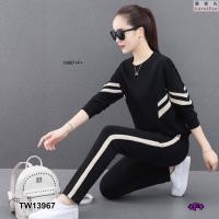 ราคา TW13967 Set 2 ชิ้น เสื้อแขนยาวแต่งแถบเส้น กางเกงขายาว Set of 2 pieces long sleeve shirt with stripes long pants (5392282296)
