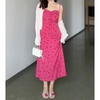 ราคา ชุดเดรสเก็บเนื้อไซส์ใหญ่สาวอวบใส่แล้วดูผอมเพรียวสำหรับผู้หญิงเดรสสายเดี่ยวลายดอกไม้ตัวยาวแหวกข้างเรียบหรูสไตล์ฝรั่งเศสใส่ด้านในสำหรับผู้หญิง (20385228595)