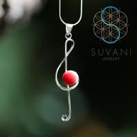 ราคา SUVANI เงินแท้ 92 5 จี้ตัวโน้ต ประดับด้วยปะการังสีแดง Red Coral จี้สัญลักษณ์ของคนรักดนตรี จี้พร้อมสร้อยคอ เครื่องประดับเงินแท้ (12512090746)