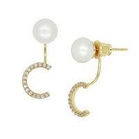 ราคา A CEMI Gold Plated Initial Pearl Earring 1 Pair ต่างหูมุกแท้ ต่างหูเงินแท้ ชุบทอง 18K สีทอง ต่างหูตัวอักษร ของขวัญแฟน (9685033052)