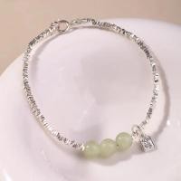 ราคา กำไลเงินแท้จากหยกธรรมชาติสีเงินบริสุทธิ์ S925สำหรับผู้หญิงกำไลข้อมือเงินสไตล์จีนสร้างความสงบสุขสร้อยข้อมือหยก Dia360ผู้หญิง (20419102089)