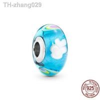 ราคา Hot Sale 925 Sterling Silver White Red Blue Lucky Four Leaf Clover Murano Glass Charm Jewelry Bead Fit Original Pandora Bracelet (19819149850)