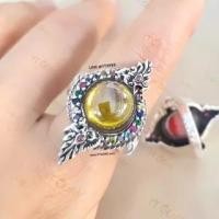 ราคา แหวนบ่วงนาคบาศ โอบมณีสีเหลือง บุษราคัม CZ ล้อมนพเก้า CZ แหวนเงินแท้ รมดำ YTG 11483 (11684560789)