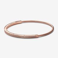 ราคา Pandora แท้ เงิน925 14K rose gold สร้อยข้อมือ กำไล Signature Series pavé set classic bracelet ของแท้ 100 (19985608616)