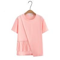 ราคา มีไซส์ใหญ่ Plus Size Womens XL 4XL Full Cotton Summer T shirts Short Sleeve Irregular White Black Female Tops Large Size A line Top (19198025950)