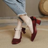 ราคา Fairy wind Mary Jane shoes white women in the summer of 2023 the new niche design thick with French girl high heeled sandals (19455969687)