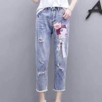 ราคา เสื้อยืด กางเกงยีนส์2ชิ้นชุด Emboitement 2021ผู้หญิงเอวสูง Skinny กางเกงยีนส์ปักลายกางเกงยีนส์พิมพ์ลายดอกไม้กางเกงกางเกงผู้หญิงกางเกงรัดรูปสีฟ้า (9330267689)