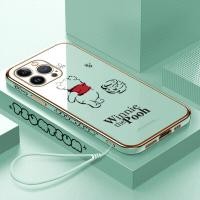 ราคา Volans เคสเคสสำหรับ Apple ไอโฟน15 Plus 15 Pro Maxเคสฟรีสายคล้องตัวการ์ตูนน่ารักวินนี่ช้อนส้อมมีดหมีพูห์หมีพูขอบสี่เหลี่ยมเคสโทรศัพท์ชุบเคสโทรศัพท์นิ่ม (20400538458)