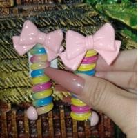 ราคา บ้านพลู ยางรัดผม สายโทรศัพท์ สีรุ้ง ดอกไม้ โบว์ น่ารัก มัดผม เด็กสาว (21138844322)