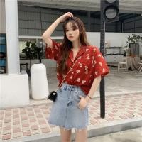ราคา เสื้อเชิ้ตแขนสั้น ผ้าชีฟอง คอปก ทรงหลวม ลายดอกไม้ สไตล์เกาหลี แฟชั่นฤดูร้อน (20797714097)