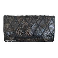 ราคา กระเป๋าสตางค์กระเป๋าเงินหนังจระเข้ผู้หญิง 3 พับเลดี้ยาว หนังจระเข้แท้ เดินลายแซคสี่เหลี่ยม งานช่าง สวยมีศิลปะ หนังแท้100 (707046136)