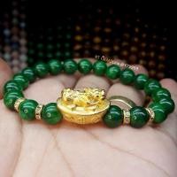 ราคา สร้อยข้อมือปี่เซียะ ชุบทอง หยกแท้ หยกจักรพรรดิ YTG 10846 (18225562680)