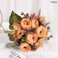 ราคา LSHUO ดอกกุหลาบปลอมสำหรับงานแต่งงานซุ้มดอกไม้ทำจากผ้าไหมเทียมตกแต่งบ้านตกแต่งบ้านห้องนั่งเล่นปลอม (20907882555)