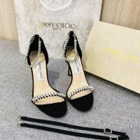 ราคา 8 ซม 10 ซม Jimmy Choo รองเท้าส้นสูง ประดับพลอยเทียม หัวเข็มขัด สีดํา สําหรับผู้หญิง (16455398195)