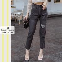 ราคา พร้อมส่ง BabarryJeans มีบิ๊กไซส์ S 5XL กางเกงยีนส์ ขายาว เอวสูง ทรงบอยเฟรน ผญ แต่งขาด เก็บพุงสวย สีดำฟอก (20511753267)