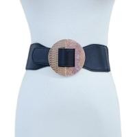 ราคา Summer new womens elastic belt leisure decoration mirror amber pattern square buckle elastic waist wide sealing spot (18822220531)