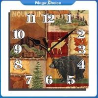 ราคา MegaChoice 100 Original Wooden Square Wall Clocks Silent Non ticking Battery Powered For Home Kitchen Living Room Office Decor (21177508705)