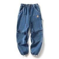 ราคา ஐ Carhartt Carhartt Japanese Retro Multi Pocket Double Knee Washed Distressed Jeans Blue Drawstring Pants (20690670610)