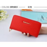 ราคา ผู้หญิงยาวกระเป๋าสตางค์หนังมีซิปลายนูนกระเป๋าคลัทช์ขัดสานสีม่วง (11999923597)