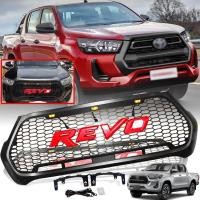 ราคา กระจังหน้า หน้ากระจัง มีไฟ LED สีเหลือง รุ่น โตโยต้า ไอลักซ์ รีโว่ ร็อคโค่ TOYOTA HILUX REVO ROCCO ปี 2020 2021 สีดำด้าน โลโก้ REVO สีแดง 1 ชิ้น (10041658113)