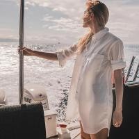 ราคา Bikini Cover ups Summer Swimwear Lace Tunic Shirt Beach Dress Women Swimsuit Beach Cover Up Boho Beachwear Solid White Dresses (12268534721)