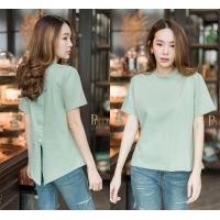 ราคา PployClothing เสื้อคอกลม ผ่าหลัง แต่งกระดุมหลังเรียบเก๋ ผ้าหนานุ่ม ไม่ร้อน เสื้อคอกลม เสื้อยืดคอกลม เสื้อผ่าหลัง (19822308639)