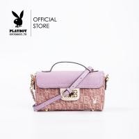 ราคา Playboy กระเป๋าสะพายข้างผู้หญิง ลิขสิทธิ์แท้รุ่น ST B234PB547 ดีไซน์ฝาแต่งลูกบิดลายสาน มี 2 สี สีครีมและสีม่วง (21064176292)