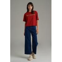 ราคา Mc jeans เสื้อยืดผู้หญิง ทรงครอปโอเวอร์ไซส์ คอกลม สีแดง MTTZ697 (21187150238)