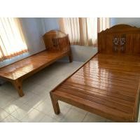 ราคา เตียงนอน 3 5ฟุต เตียงนอนไม้ระแนง แบบมีหัวฉลุลาย ไม้จริง ไม้สัก (10863831878)