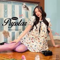 ราคา FLAT2112 FF0572 PUPSTAR MINI DRESS มินิเดรสลายหมาแมว เดรสสั้น (20845792387)