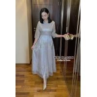 ราคา เดรสยาวแขนสามส่วน เดรสยาวปักมุก M 5XL มี2สี เดรสกลิตเตอร์ ชุดราตรียาว เดรสปักเลื่อม ชุดไปงาน ชุดออกงาน ชุดเพื่อนเจ้าสาว เดรสสาวอวบ อ้วน ชุดราตรีสาวอวบ งานป้าย THE CLASSIC (20855999963)