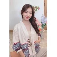 ราคา เสื้อคลุมแขนยาวแต่งผ้าลาย ปลายแขนบอลลูน (12551286430)