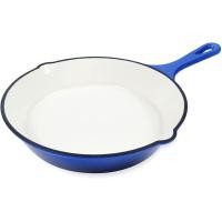 ราคา Enameled Cast Iron Skillet Red White Cast Iron Enameled Skillet White Cast Iron Pan Enamel Frying Pan BBQ Safe Pans Stovetop Induction Safe Red Nonstick Cast Iron Skillet (20991348608)