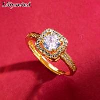 ราคา LILIYAWIND ต่างหูสร้อยสตรีสีเหลืองเพทายสี่เหลี่ยมทองแดงแฟชั่นแหวนปรับขนาดได้ (20869741690)
