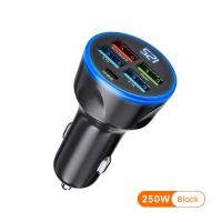 ราคา Toocki 250W ที่ชาร์จแบตในรถ5พอร์ต3 0ชาร์จเร็วอะแดปเตอร์เครื่องชาร์จเร็วสุดสำหรับ iPhone 12 13 Xiaomi Note Samsung Huawei ในรถ (20626713857)