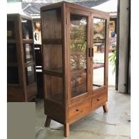 ราคา ตู้ไม้สักแท้บานกระจก สีน้ำตาล 2 บานเปิด 3 ชั้น สูง 130 ซม ตู้ใส่ของเอนกประสงค์ ตู้ใส่ของสไตล์คลาสสิค สวยงาม (14986589960)