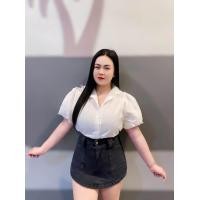ราคา เสื้อเชิ้ตแขนบอลลูนสีขาว อก 32 46 แขนพองน่ารักสุดๆ กระดุมจริง เสื้อผ้าสาวอวบ (14726519713)